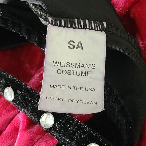GORGEOUS Weissman Dance Costume Pink Black Velvet Rhinestones Adult Small - Picture 5 of 6